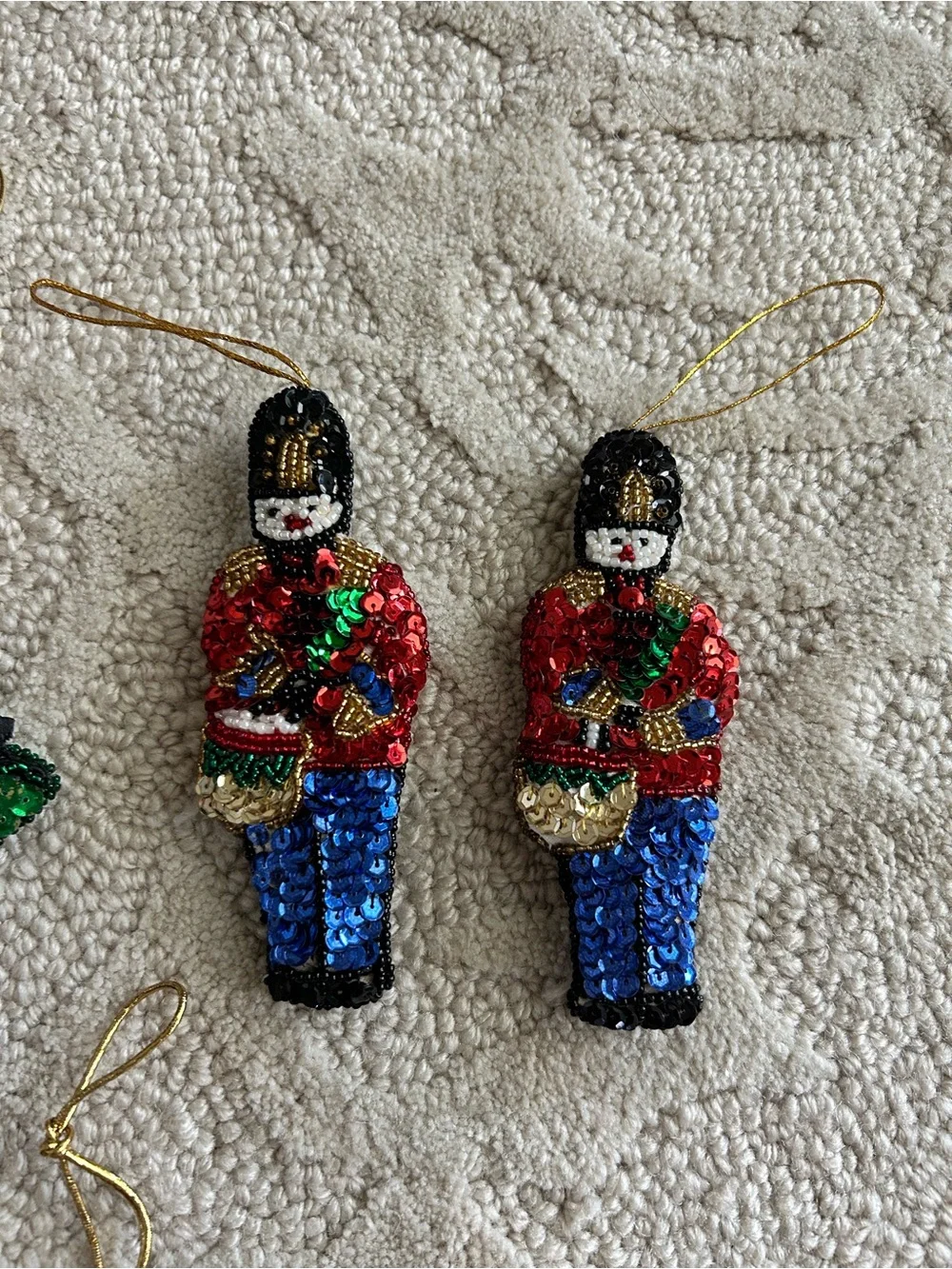 Vintage Sequin Beaded Christmas Ornaments 80s Set of 5